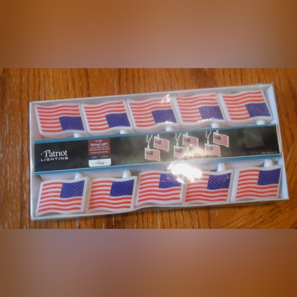 TWO - Patriot Lighting 10-Count Patriotic American Flag String Lights. NWT - Picture 2 of 3